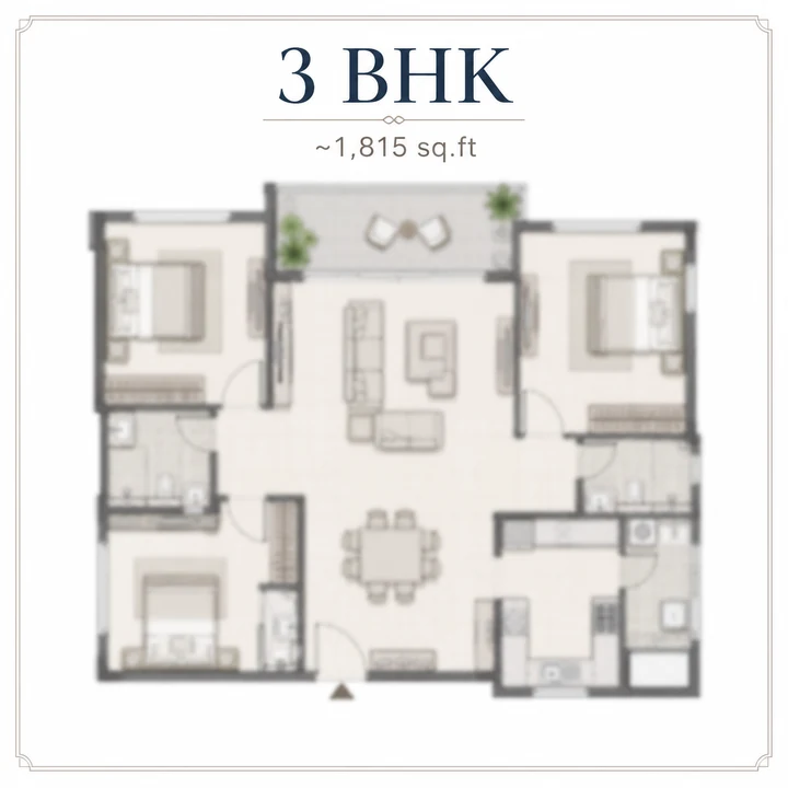 Casagrand Sunside 3 BHK floor plan layout